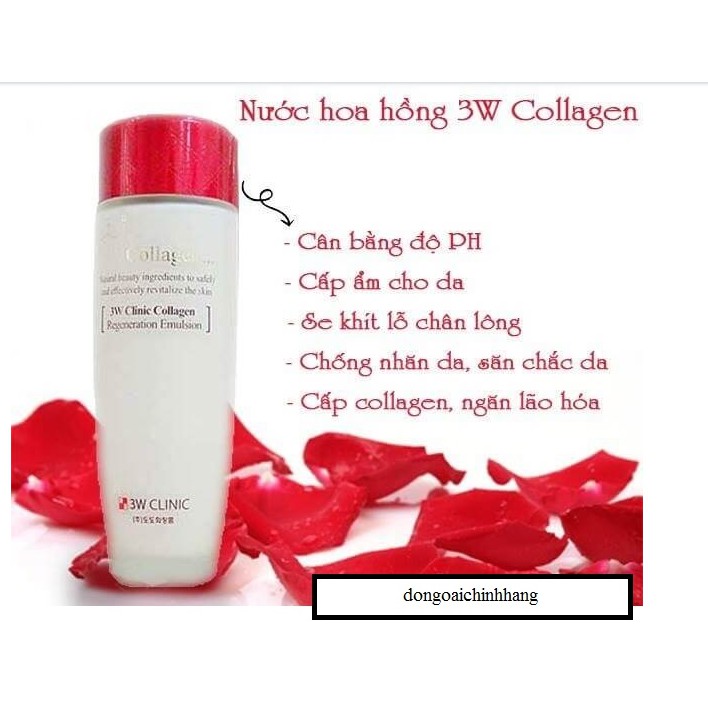 Nước hoa hồng trắng da 3W Clinic Collagen Clear Softener 150ml