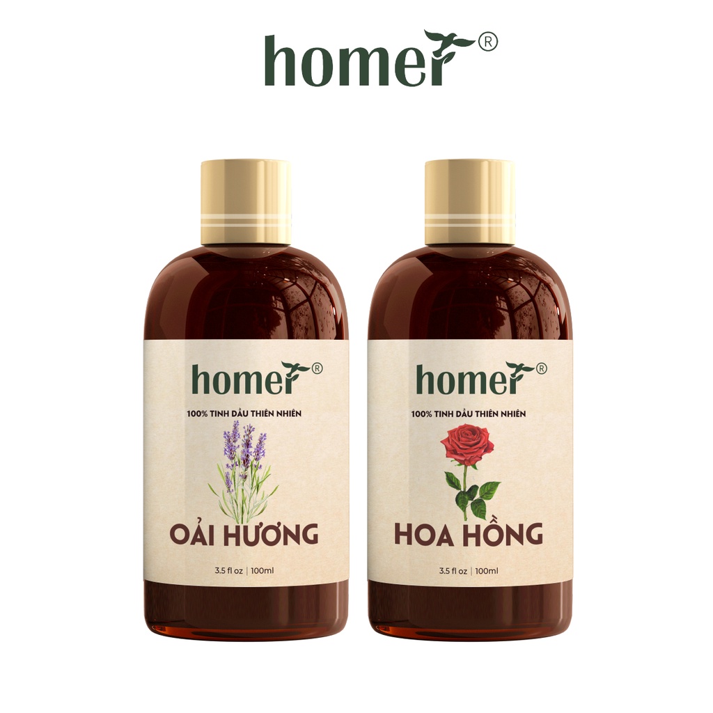 Combo 2 tinh dầu Oải Hương + Hoa Hồng Homer 20ml/chai