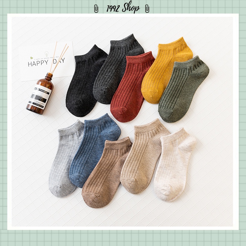 Tất nữ cổ ngắn nhiều màu gân tăm phong cách hàn quốc chất liệu cotton cao cấp giá rẻ TN14