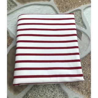 Vải thun cotton co giãn bốn chiều trắng sọc đỏ đô ( dài 1m x rộng 1m8 )