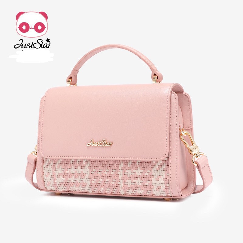 [Mã WABRBAGS giảm 20K đơn 99K] Túi xách đeo chéo nữ Just Star phối dạ kẻ -MG58