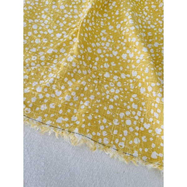 Vải linen đũi màu vàng hoa nhí