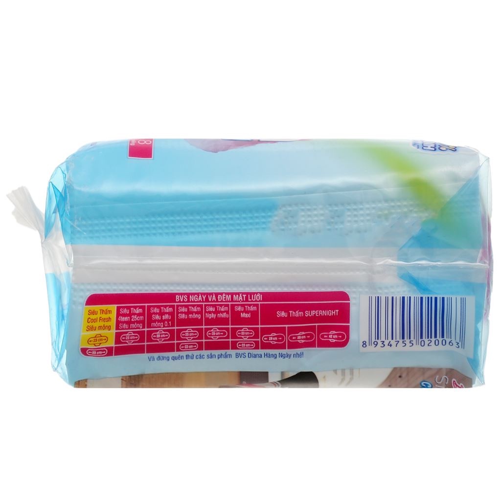 Combo 10 Gói Băng Vệ Sinh Diana Siêu Thấm Cool Fresh Mặt Lưới  2miếng/gói