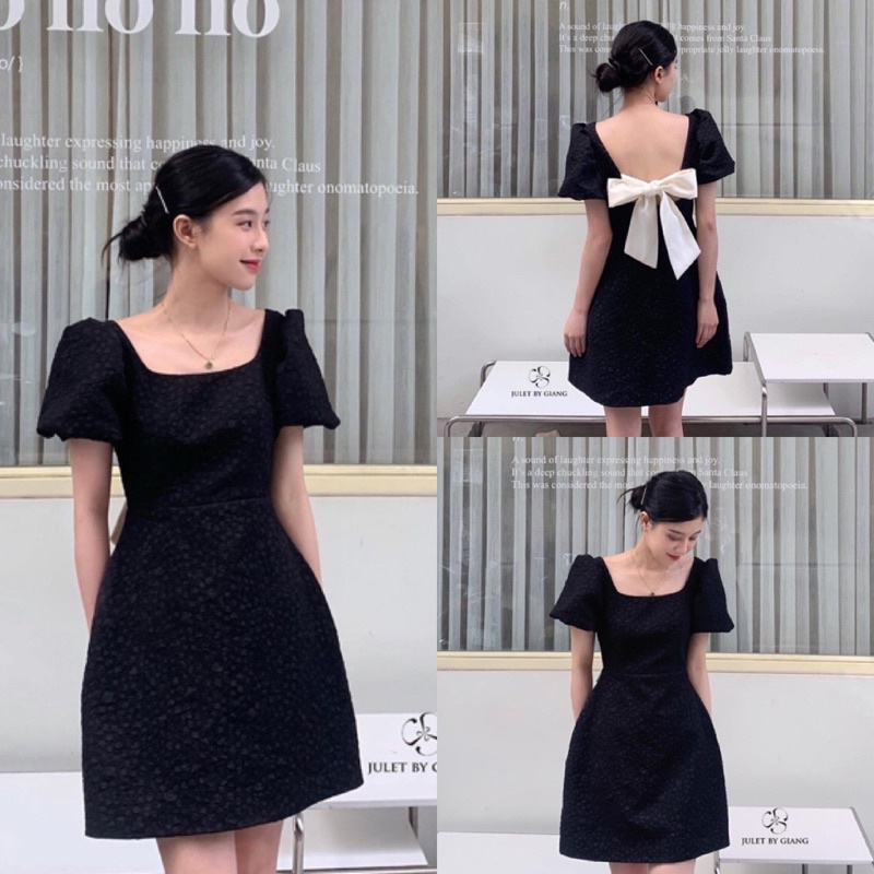 ĐẦM NGẮN YIYU DRESS thiết kế thắt nơ sau lưng cực xinh với tone đen quyến rũ