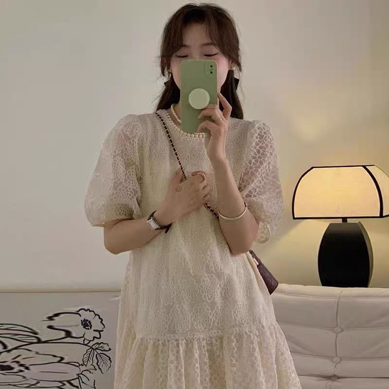 Váy ren hoa sang trọng cho nữ phong cách Hàn Quốc