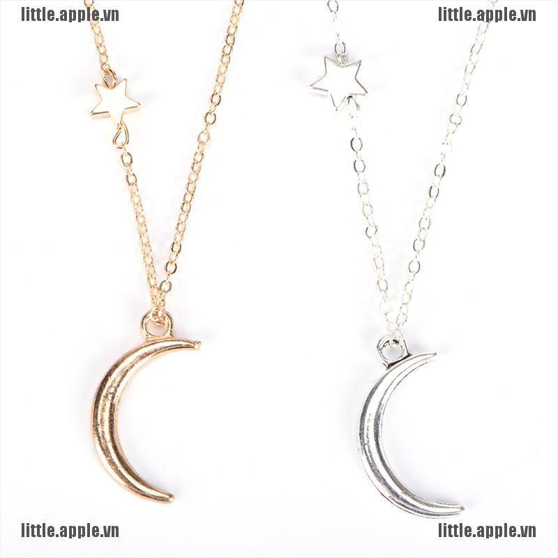 [Little] Moon Star Pendant Necklace Choker Necklace Gold Silver Long Chain Women Jewelry [VN]