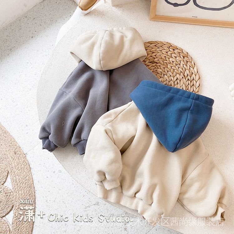 Áo Nỉ Dài Trung Bình Có Mũ Trùm Vải Nỉ Dày Dặn Phong Cách Hàn Quốc Thời Trang Thu Đông Mới Dành Cho Bé Trai Bé Gái @