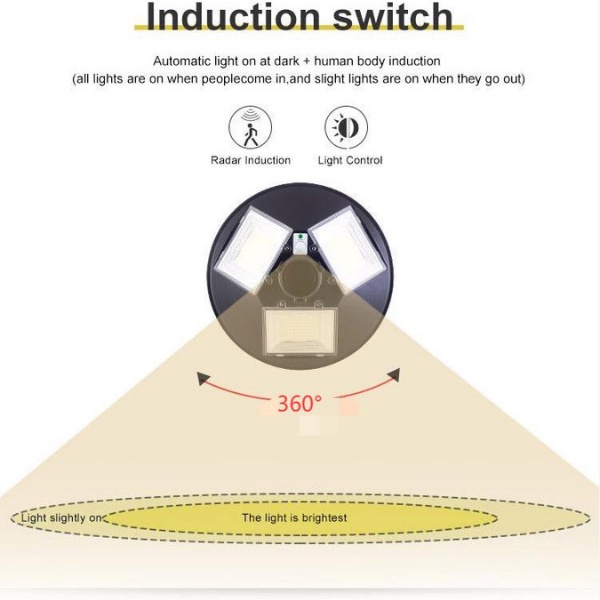 Đèn năng lượng mặt trời 500w jindian ufo-500, đèn đĩa bay vỏ nhựa, ánh sáng trắng