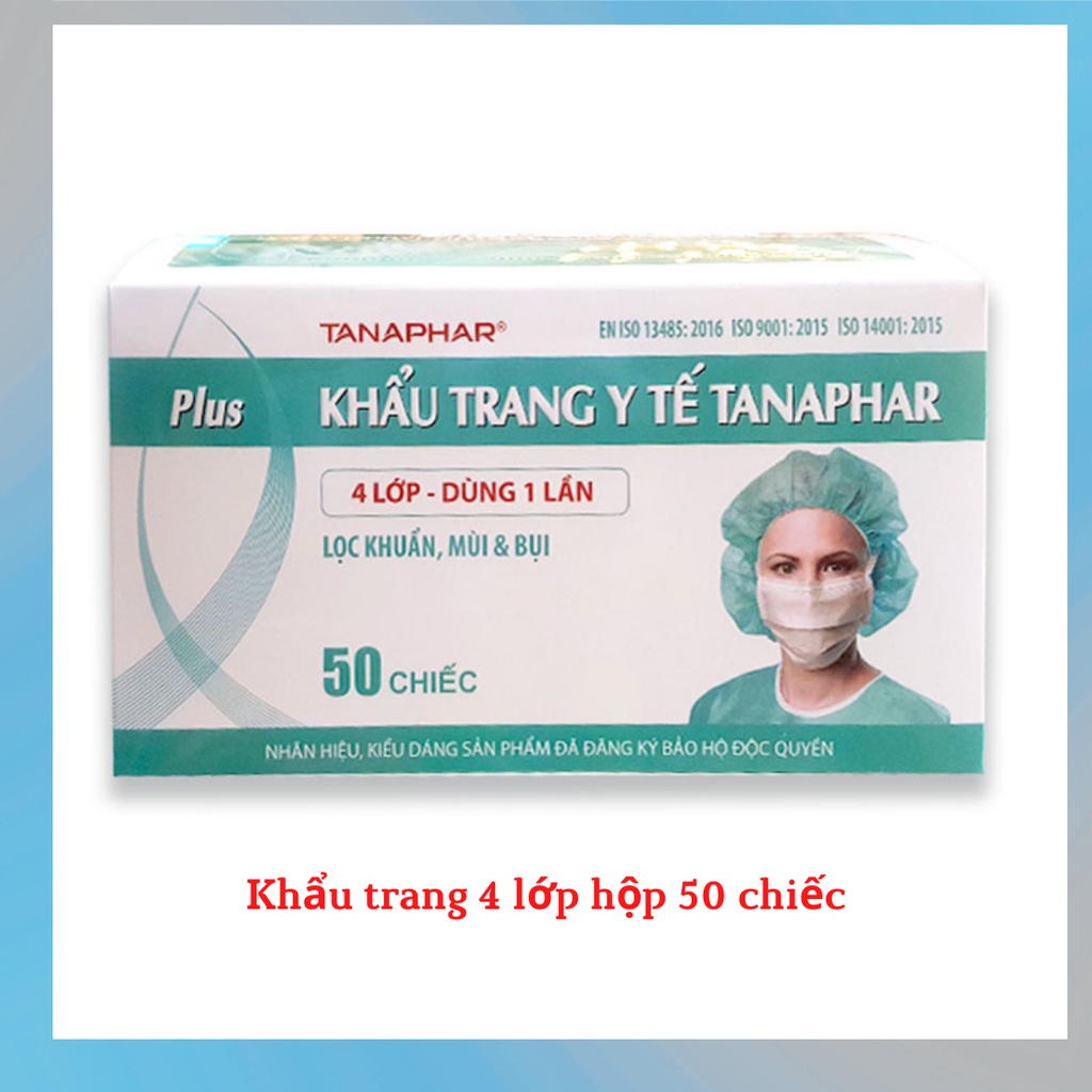 Khẩu trang y tế Tanaphar 3 lớp, 4 lớp Màu trắng [Chính Hãng]- Tiệt trùng - Kháng khuẩn - Đạt chuẩn ISO 9001 | BigBuy360 - bigbuy360.vn