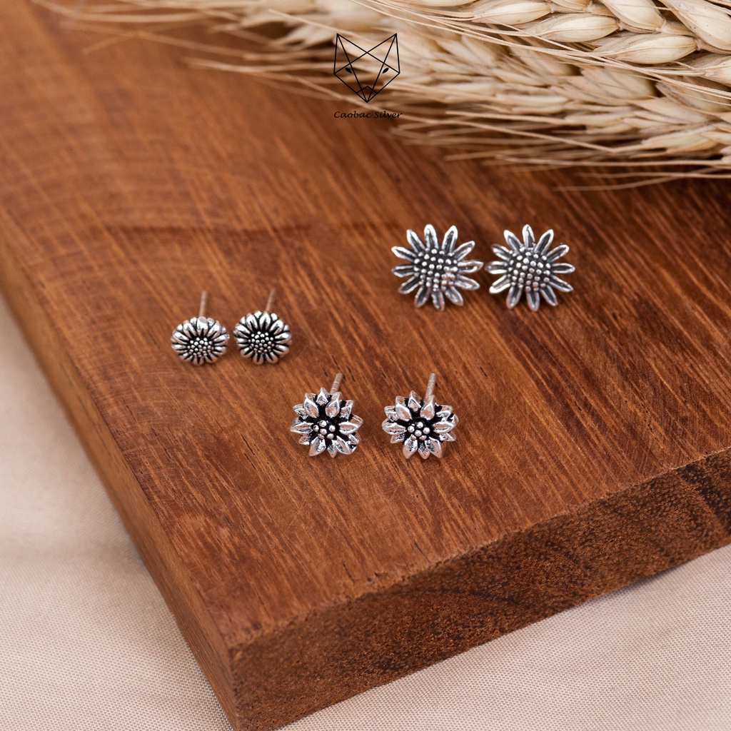 Khuyên Tai Bạc Nữ CaoBac Silver Chất Liệu Bạc Thái Cao Cấp Thiết Kế Hình Hoa Nhẹ Nhàng Độc Đáo Dành Tặng Cho Bạn Nữ