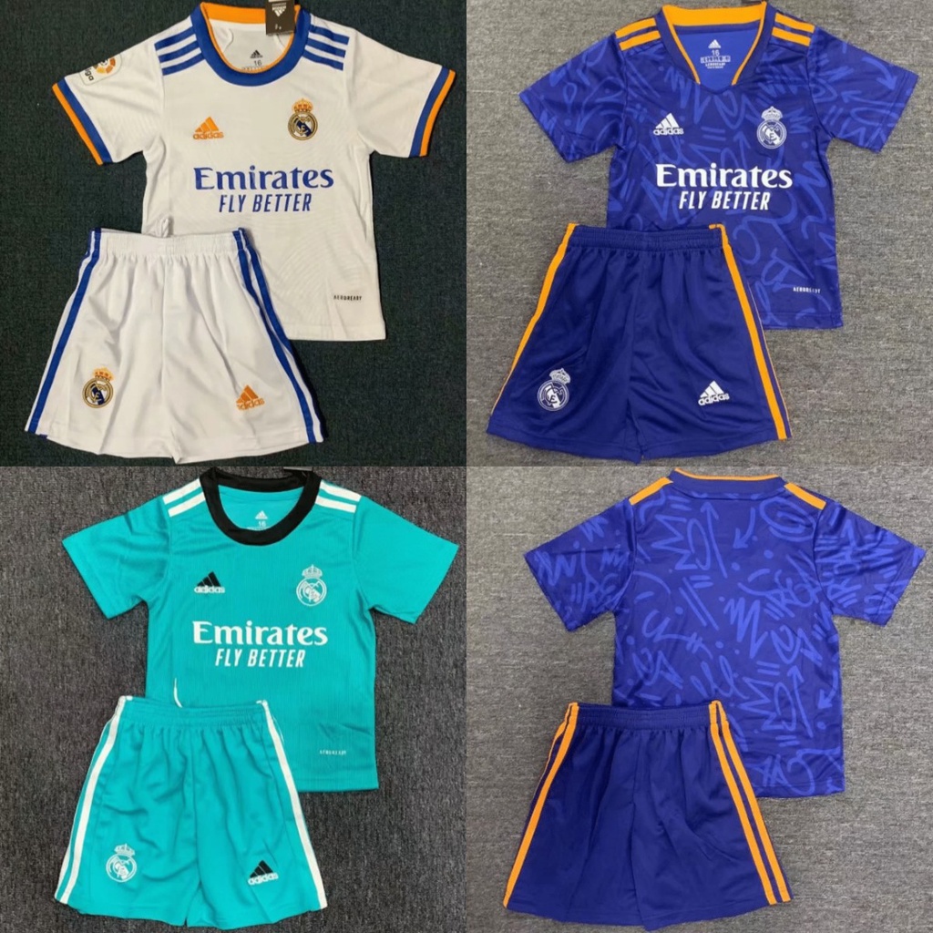 Bộ Đồ Đá Banh Sân Nhà/Bóng Đá 2021-22 Gồm Quần Short Cho Bé Từ 2-13 Tuổi