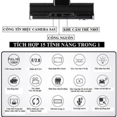 Camera hành trình ô tô 3 mắt X005 4 inch fullHD 1080p , camera sau chống nước - BM31 - BẢO HÀNH 6 THÁNG /uy tín