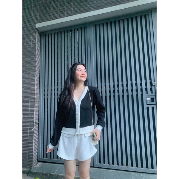 Áo cardigan dày dặn màu đen Oxy Design