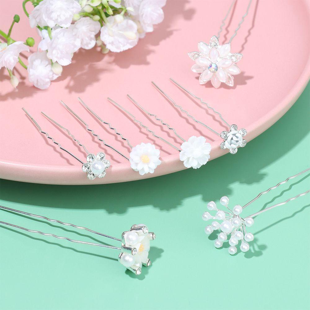 CACTU Wedding Bridal Hairpin Hair Accessories Bride Headpiece Flower Hairpin Stick|Hair Pins Forks|Pearl Hairpin Bridal Tiara Barrettes U Shaped Hair Clip
