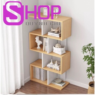 Kệ sách gỗ 4 tầng ziczac, kệ gỗ trang trí đa năng