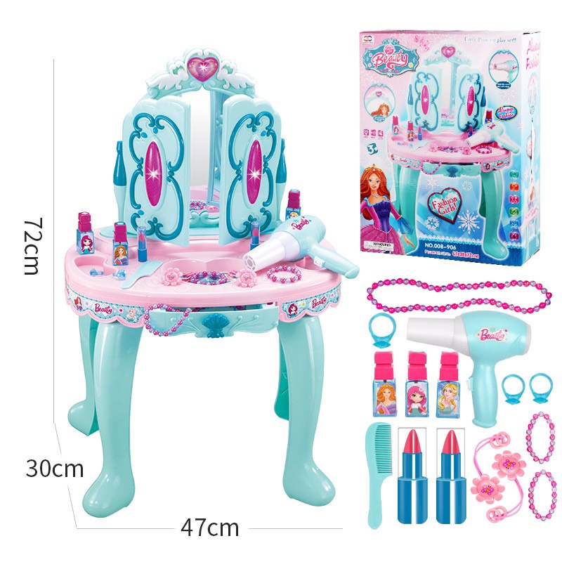 Bộ đồ chơi bàn trang điểm beauty cao cấp cho bé gái công chúa mô phỏng như thật kt lớn 72*47 gương soi úp mở cánh