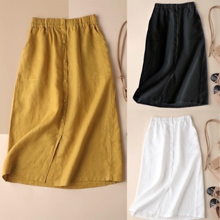   Ảnh thật  Chân váy đũi Hàn siêu mềm mại cạp chun xẻ tà hot trend 