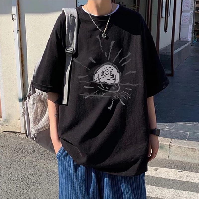 Áo Thun Dáng Rộng In Chữ Phong Cách Hip Hop Đường Phố Hàn Quốc Thời Trang Mùa Hè Cho Nam Và Nữ [M-8XL]