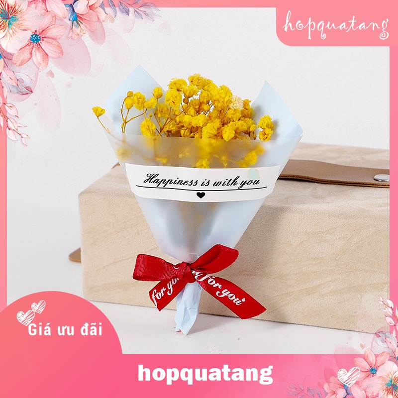 Bó hoa khô mini handmade trang trí hộp quà tặng