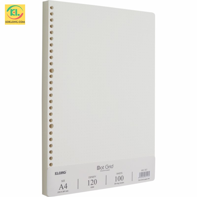 Ruột sổ còng A4 gồm 100 tờ caro/dotgrid định lượng cao MS 556 - 557, giấy refill binder Klong