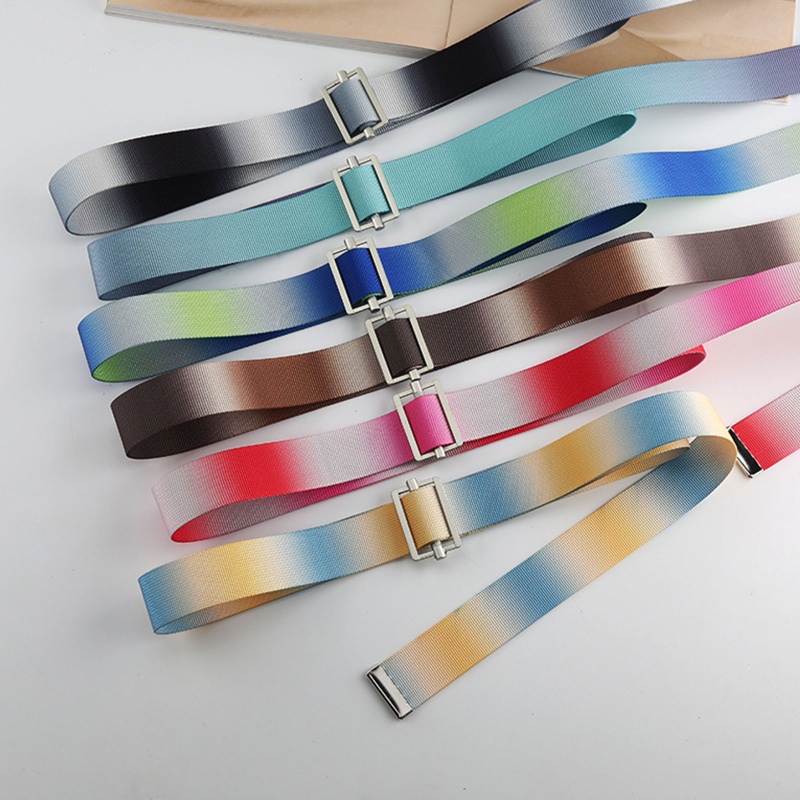 Thắt Lưng Vải Canvas Họa Tiết Kẻ Sọc Hợp Thời Trang