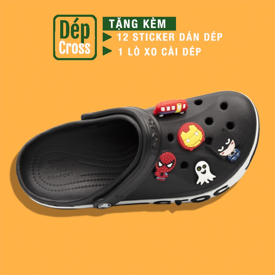Giàydép Cross đế bánh mì màu đen viền trắng tặng thêm 12 sticker cross