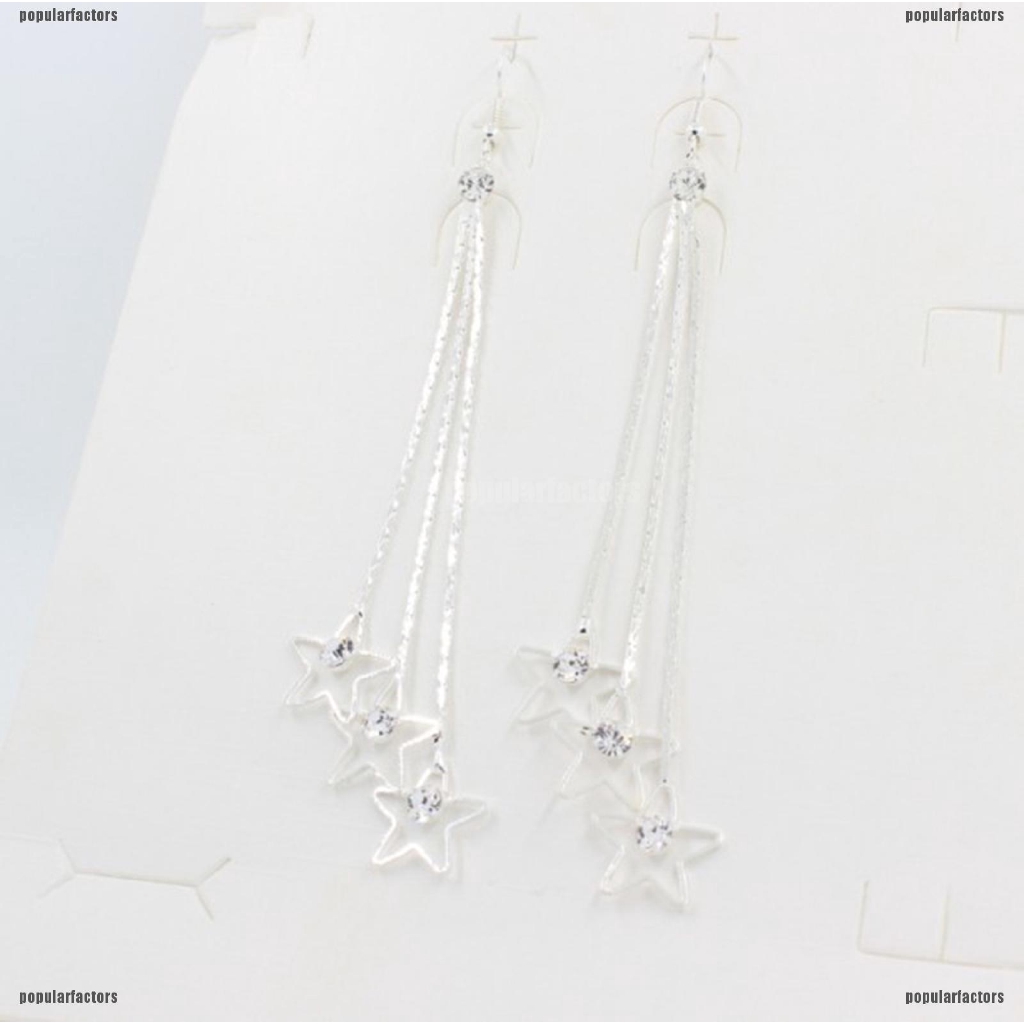 Khuyên Tai Dáng Dài Đính Đá Phối Tua Rua Thời Trang