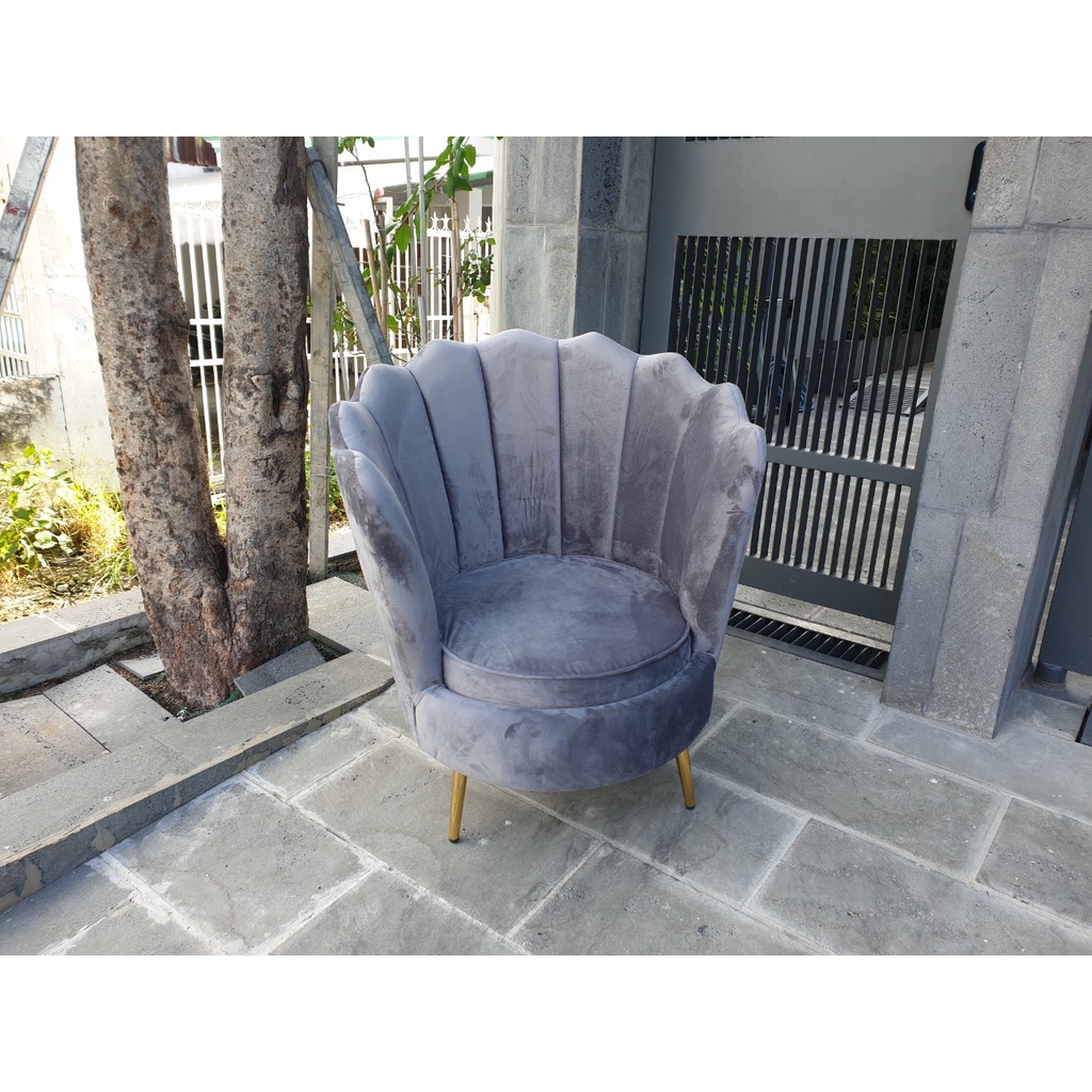 Ghế Sofa Sò Đơn 1 Người Ngồi Vải Nhung Êm Ái Mềm Mịn Chân Kim Loại