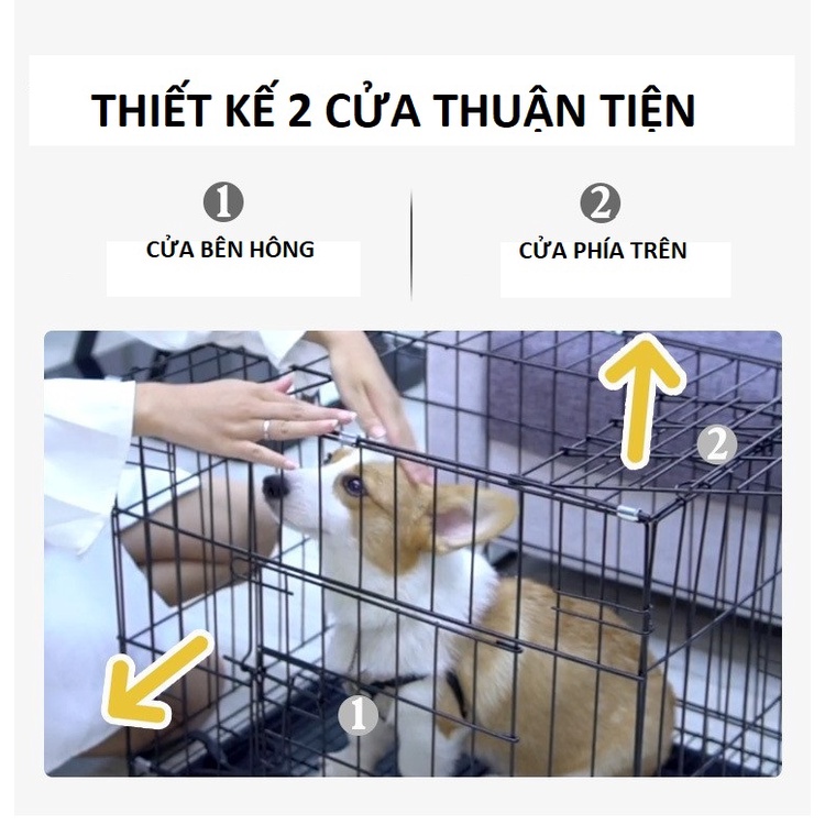 Chuồng nuôi chó mèo lớn dưới 10kg 13kg dạng lồng gấp gọn sơn tĩnh điện - Hoshi Pet