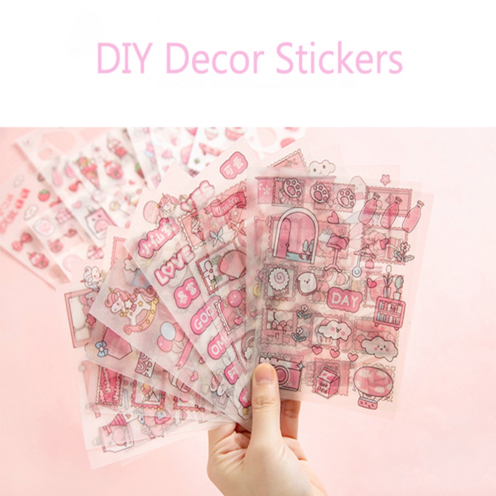 Set 4 tấm sticker dán trang trí hình động vật hoạt hình nhiều màu dễ thương DIY