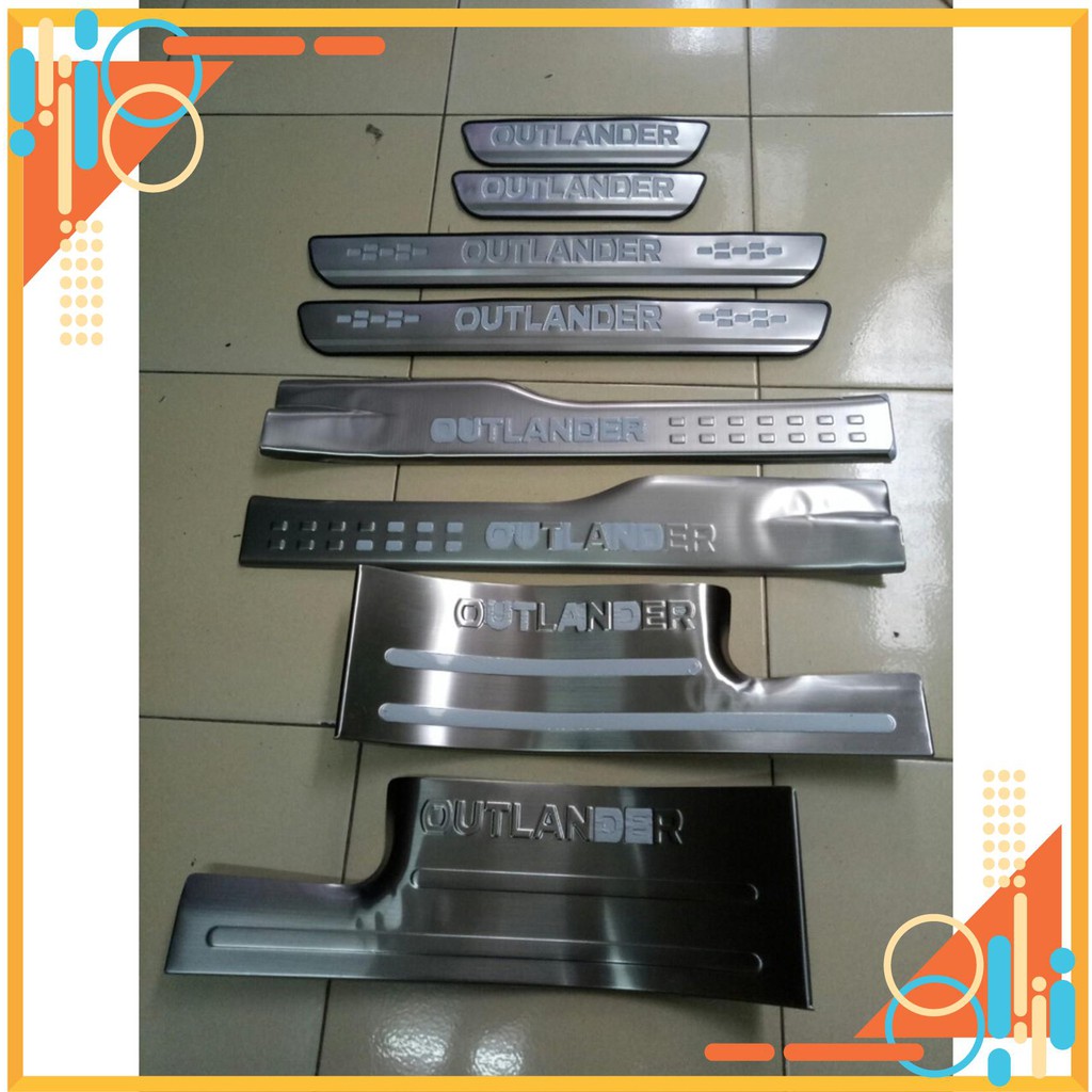 Ốp bậc cửa trong, ngoài xe Outlander 2018-2021 Inox cao cấp, Nẹp bước chân Outlander