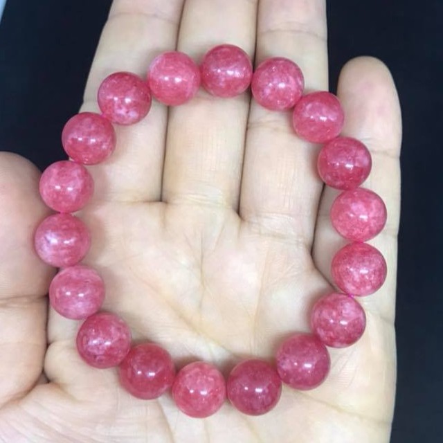 VÒNG TAY ĐÁ PHONG THỦY MAY MẮN -MẦU HỒNG RUBY- 10LY