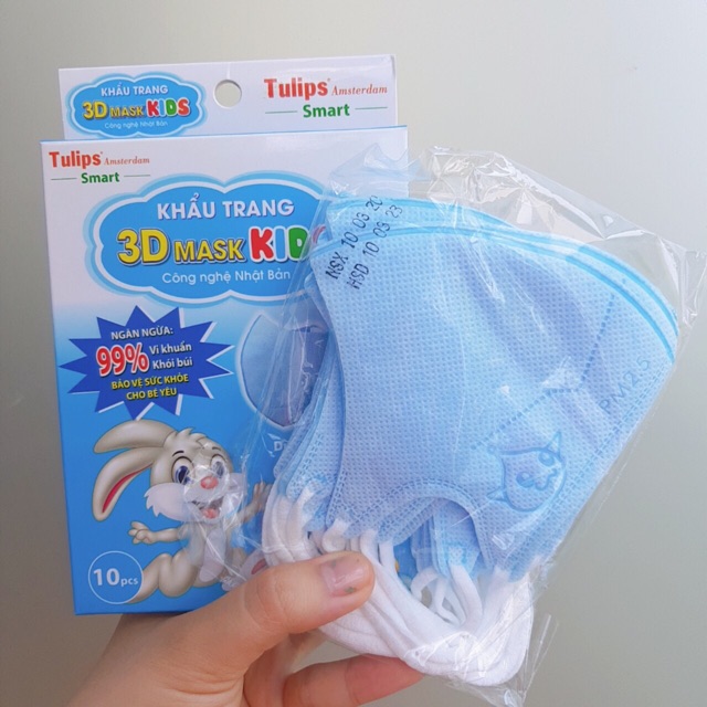 Khẩu trang trẻ em 3D Mask Kids Tulips (Hộp 10 cái)