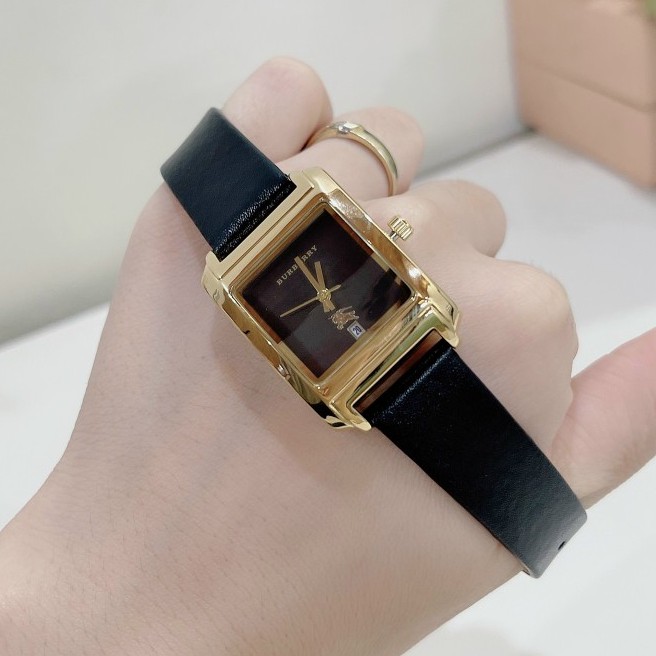 Đồng hồ nữ Burberry mặt vuông, viền trơn, hàng full box, thẻ bảo hành 12 tháng - Dongho.burberry