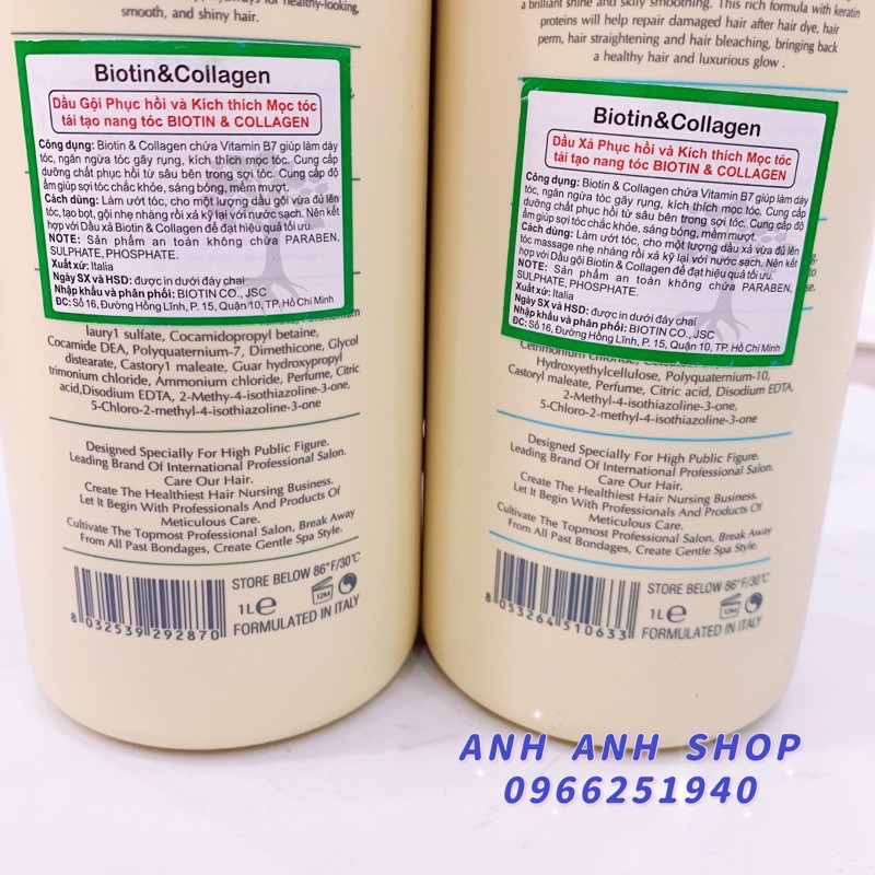 ✅[CHÍNH HÃNG] Cặp Dầu Gội Xả Biotin Collagen Trắng FreeShip Giảm Rụng Tóc,Phục Hồi Tóc Khô Xơ, Hư Tổn