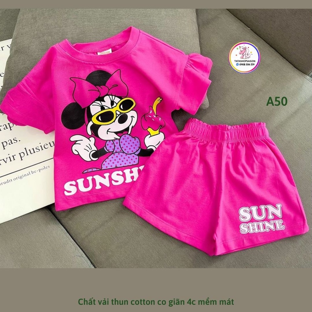 11 đến 21kg - Bộ đùi mặc nhà mát cho bé gái thun cotton mềm mát A50