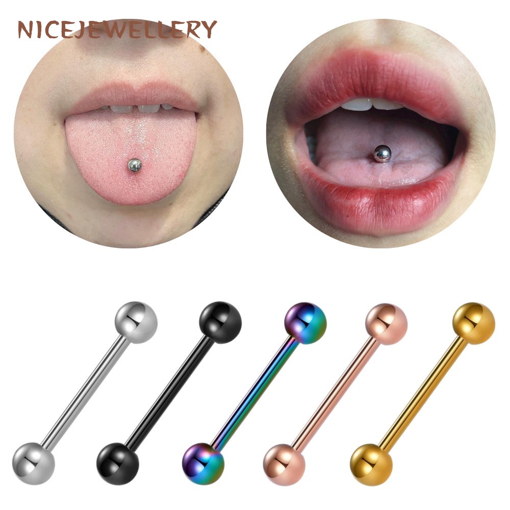 Khuyên Lưỡi Dài 14mm Bằng Thép Titan 316L Chống Dị Ứng Đa Năng