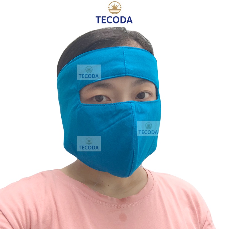 Khẩu trang ninja trùm kín mặt che tai 3 lớp cotton màu lót nỉ chống nắng chống gió bụi dán sau gáy dùng khi chạy xe