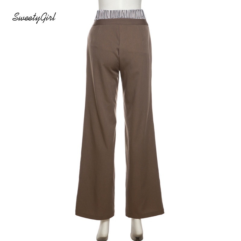 Quần ống rộng Lưng Cao Màu Trơn Thời Trang Đường Phố 2022 Cho Nữ