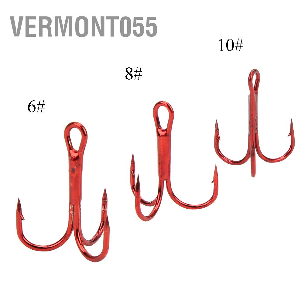 Hàng Hot 100 cái Red Treble Hooks Phụ kiện lưỡi câu cá bằng thép carbon cao Hàng giao ngayVermont055