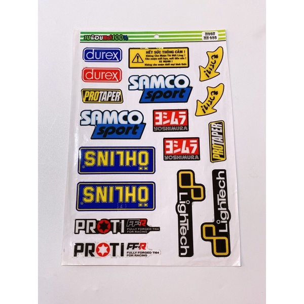 Bộ tem nổi 17 logo tổng hợp mẫu ohlins, samco, durex...tem cao cấp chống thấm nước, không bay màu