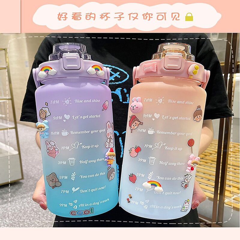 Bình Nước 2L,2000ML Cao Cấp. Bình Nước cute, có vạch chia