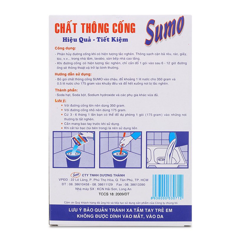 Bột thông cống Sumo 175g Thông sạch cặn bã, rêu rác, tóc, giấy vệ sinh, hiệu quả tức thì