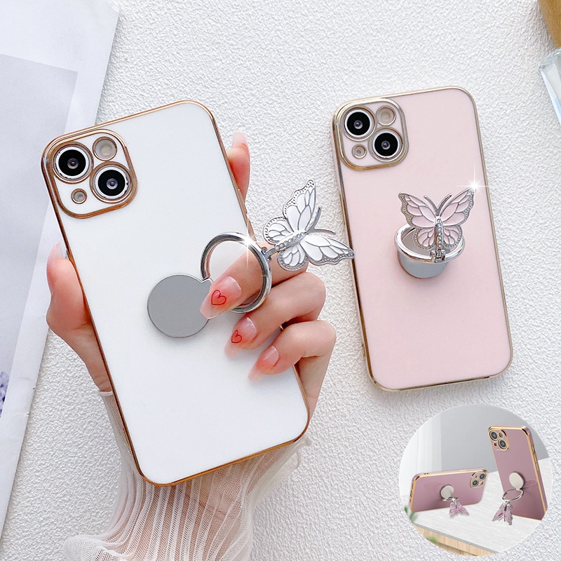 Ốp Điện Thoại Mềm Tích Hợp Giá Đỡ Hình Bướm Sang Trọng Dành Cho iphone 11 12 13 pro max ip 11 pro 12 pro 13 pro