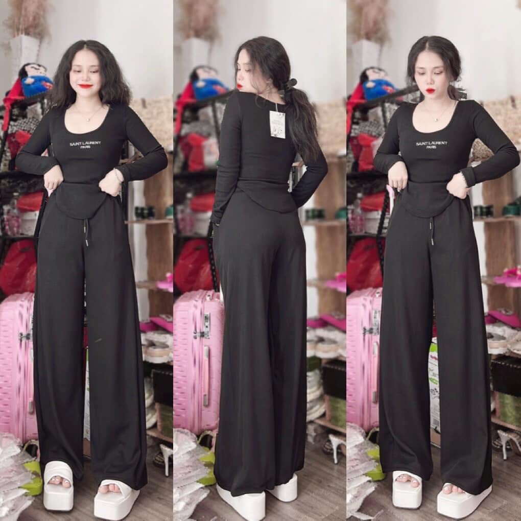 Đồ bộ quần dài ống rộng nữ