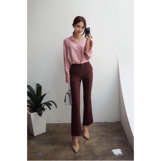 Quần tây công sở ống loe vải tuyết mưa nội y xanh chất đẹp giá tốt