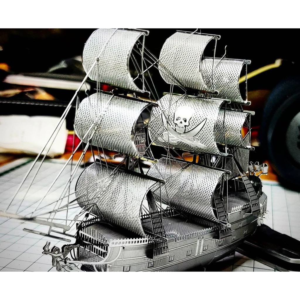 Đồ Chơi Lắp Ráp Mô Hình Thép 3D Piececool Tàu Black Pearl Trong Phim Cướp Biển Carribean