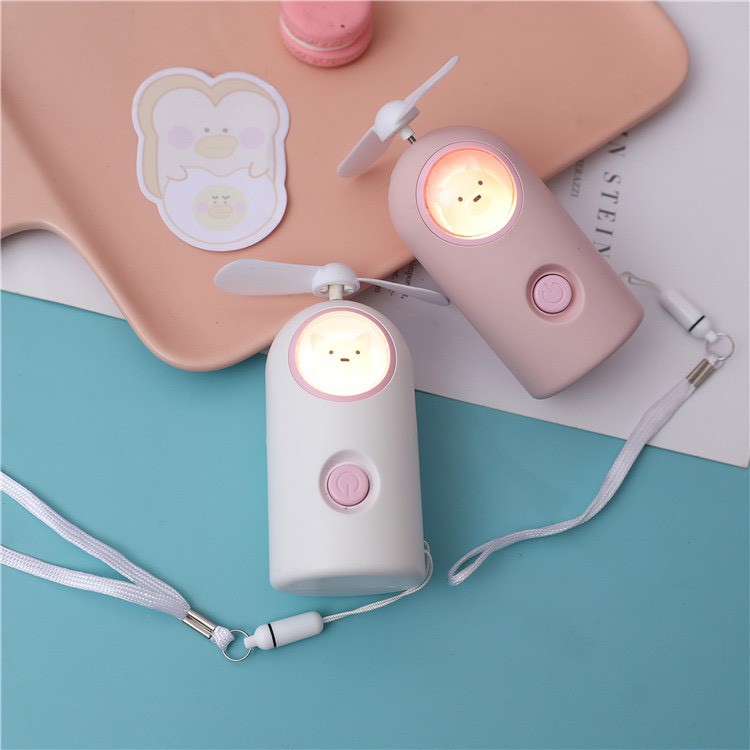 Quạt mini tích điện cầm tay có đèn mẫu mới (ảnh thật 100%) #8