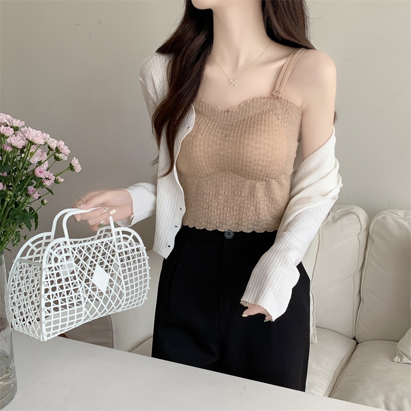 Áo bra nữ 2 dây dáng croptop, chất ren cao cấp mút mỏng HLBOUTIQUE B2122