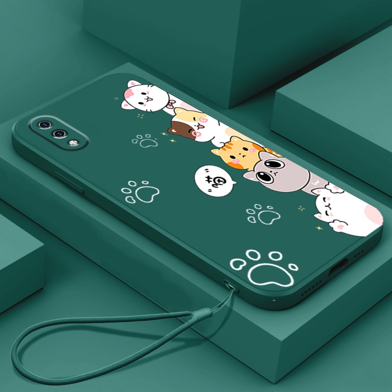 Ốp lưng vivo y91c vivo y1s vivo y93 vivo v11 Ốp Điện Thoại Silicone Mềm In Hình Mèo Cho vivo y91c vivo y1s vivo y93 vivo v11 DZMM01 viền vuông cute